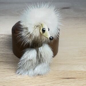 Vintage Mink Brooch Pin~ Afghan, Borzoi, Saluki, Poodle ~ Long nose dog. Grandma